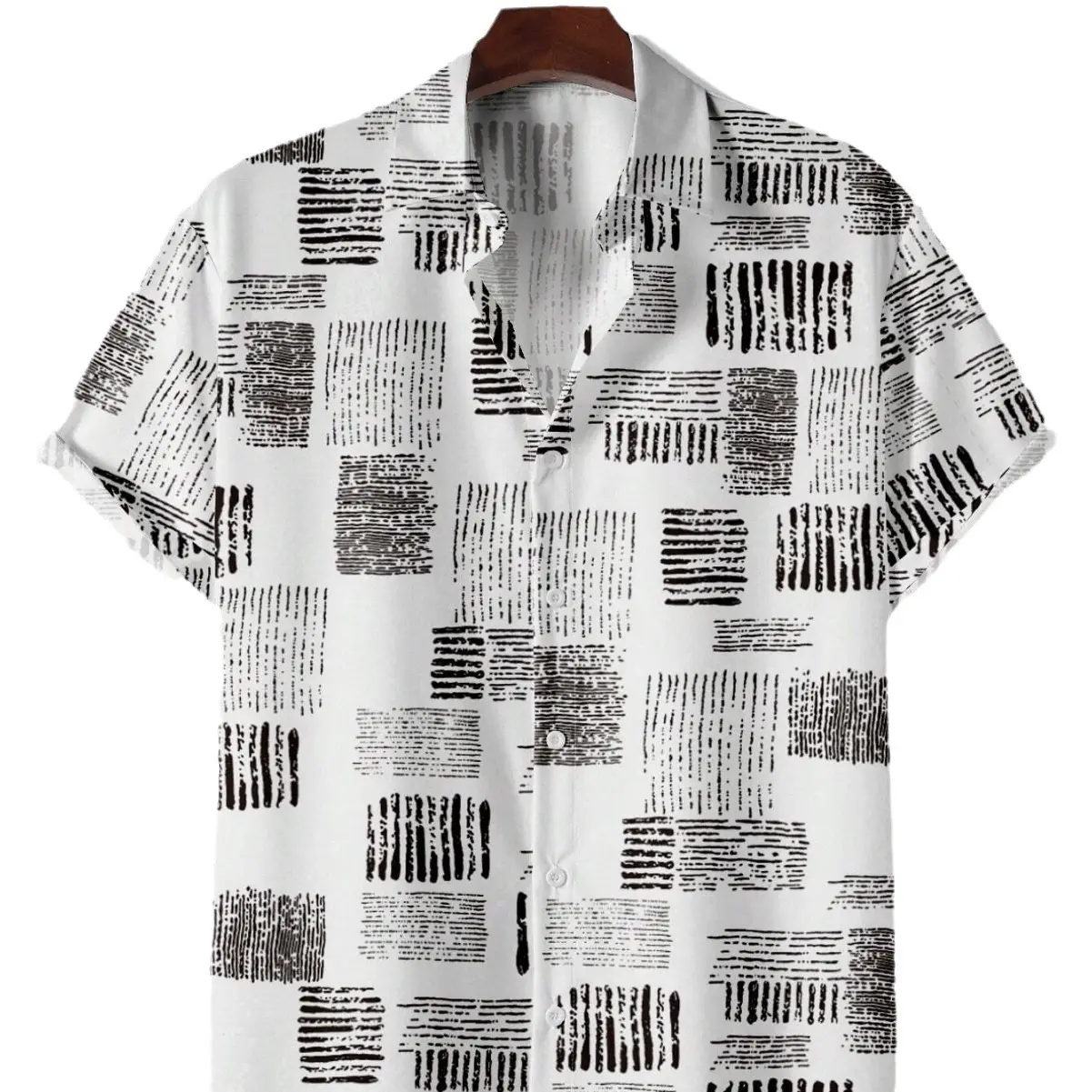 Men's 3D Printed Palm Leaf Shirt White Short Sleeve - Image 33