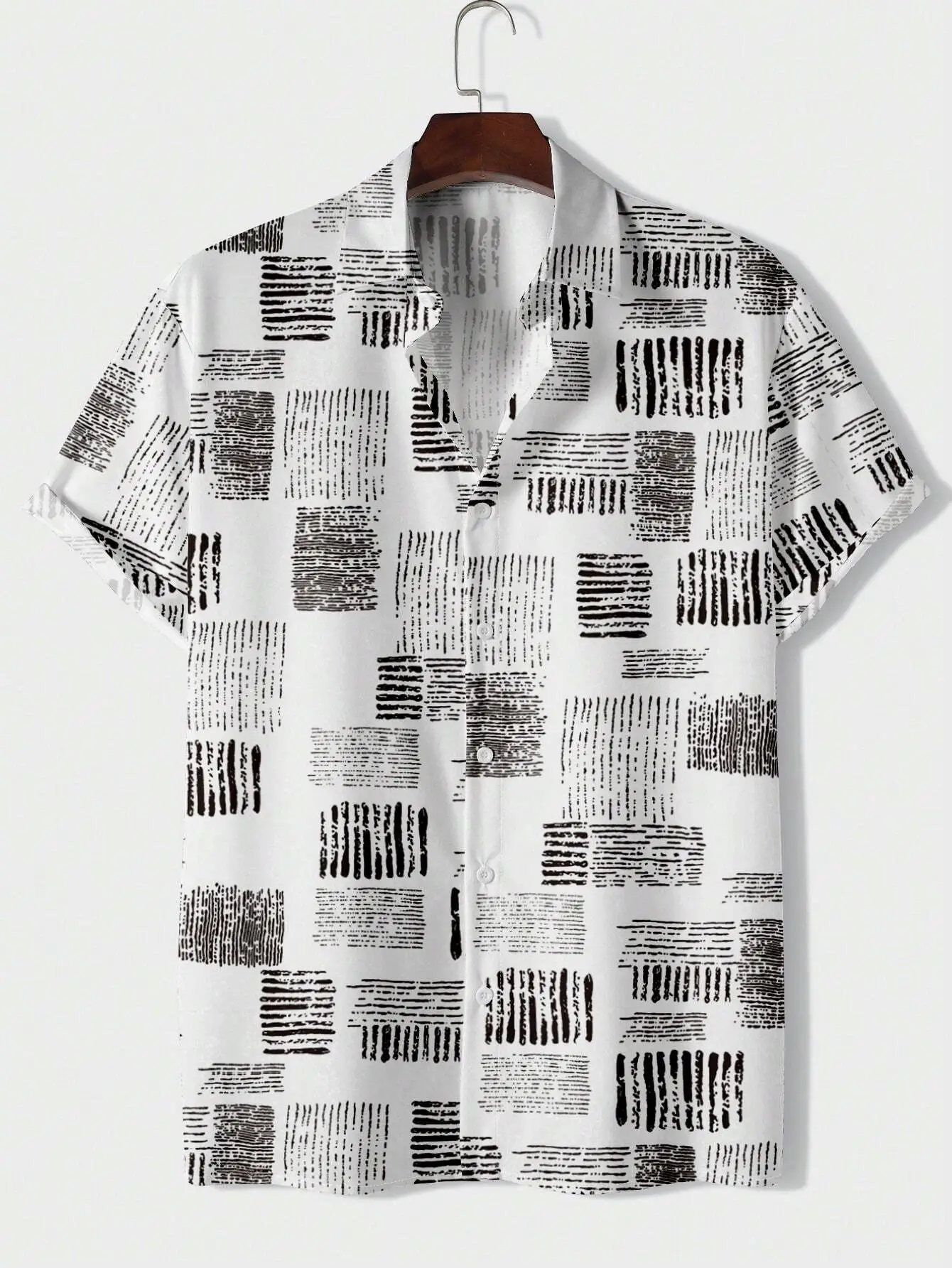 Men's 3D Printed Palm Leaf Shirt White Short Sleeve - Image 17