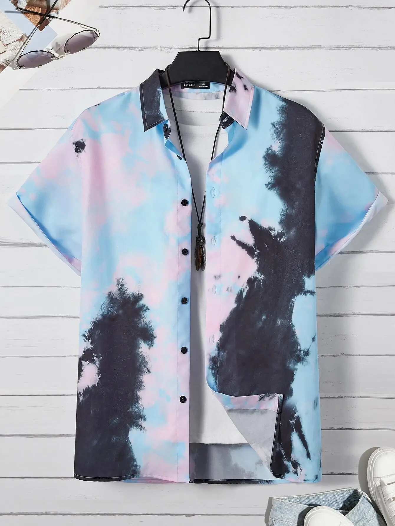 Men's 3D Printed Palm Leaf Shirt White Short Sleeve - Image 24