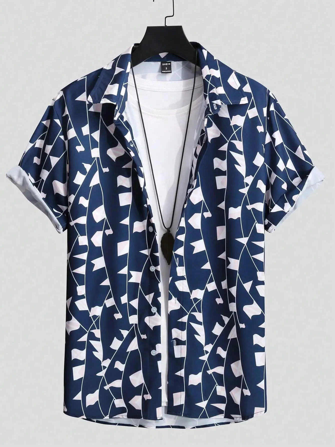 Men's 3D Printed Palm Leaf Shirt White Short Sleeve - Image 6