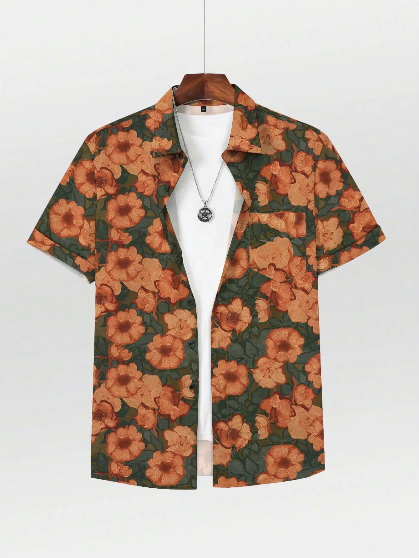 Men's 3D Printed Palm Leaf Shirt White Short Sleeve - Image 8