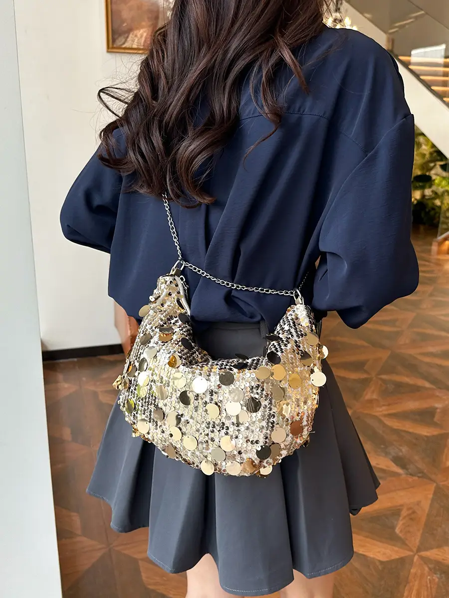 Women's Black Sequin Crossbody Bag 2024 New - Image 6