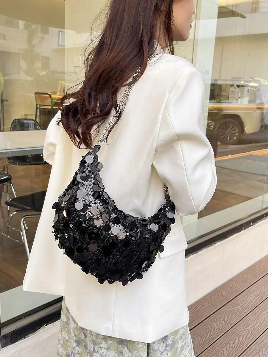 Women's Black Sequin Crossbody Bag 2024 New - Image 7