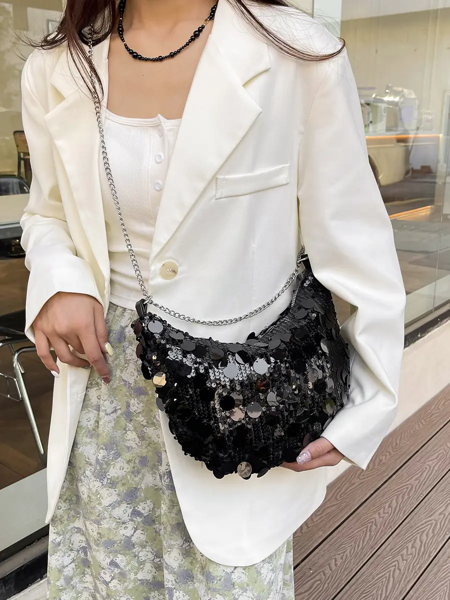 Women's Black Sequin Crossbody Bag 2024 New - Image 4