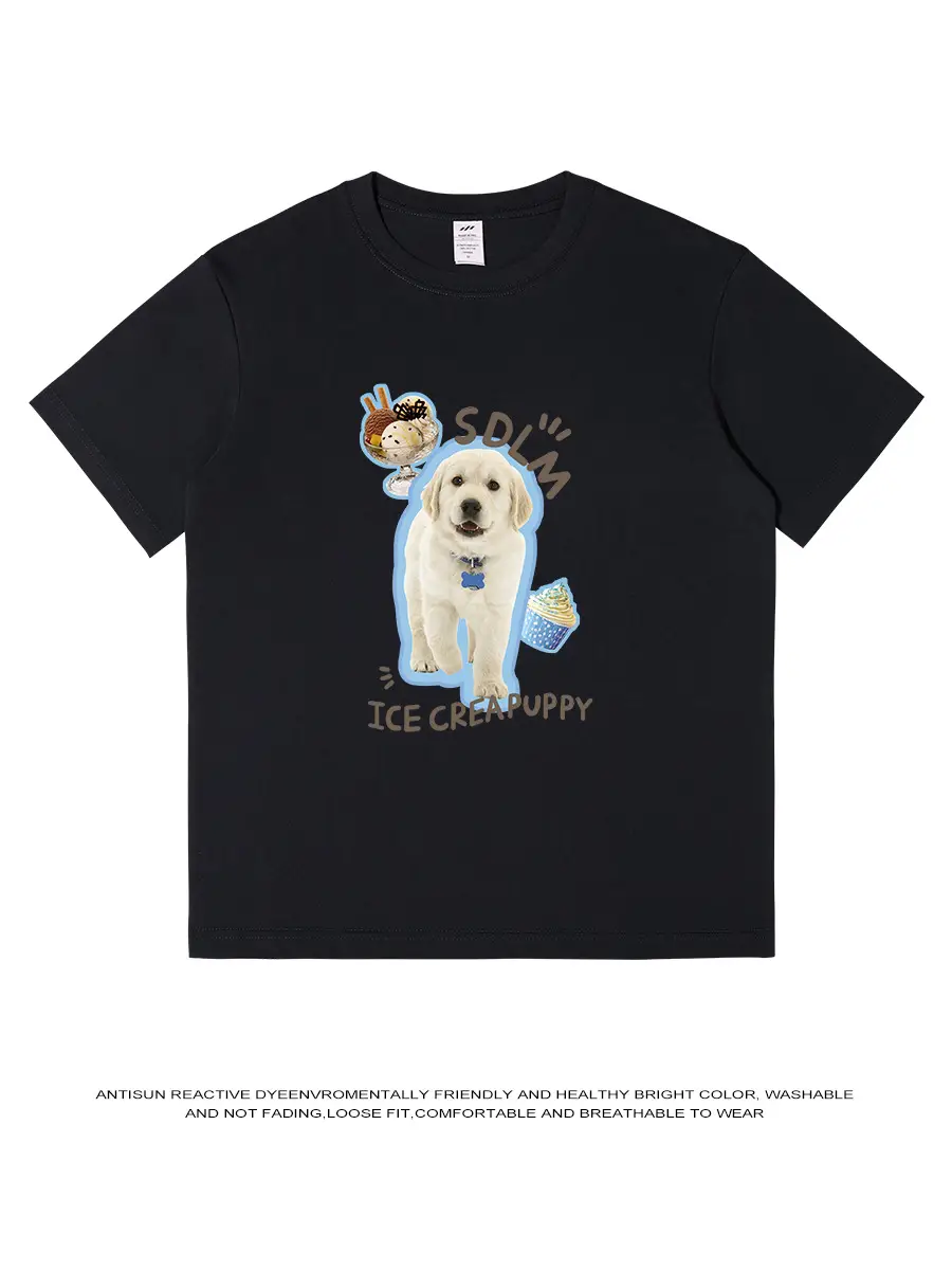 Men Printed Cotton T-Shirt Ice Cream Puppy Design - Image 10