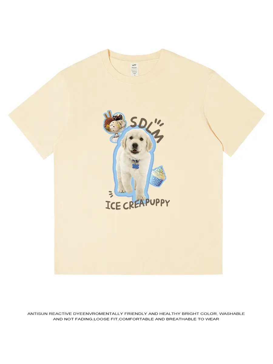 Men Printed Cotton T-Shirt Ice Cream Puppy Design - Image 12