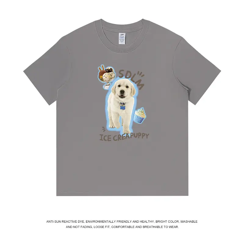 Men Printed Cotton T-Shirt Ice Cream Puppy Design - Image 2
