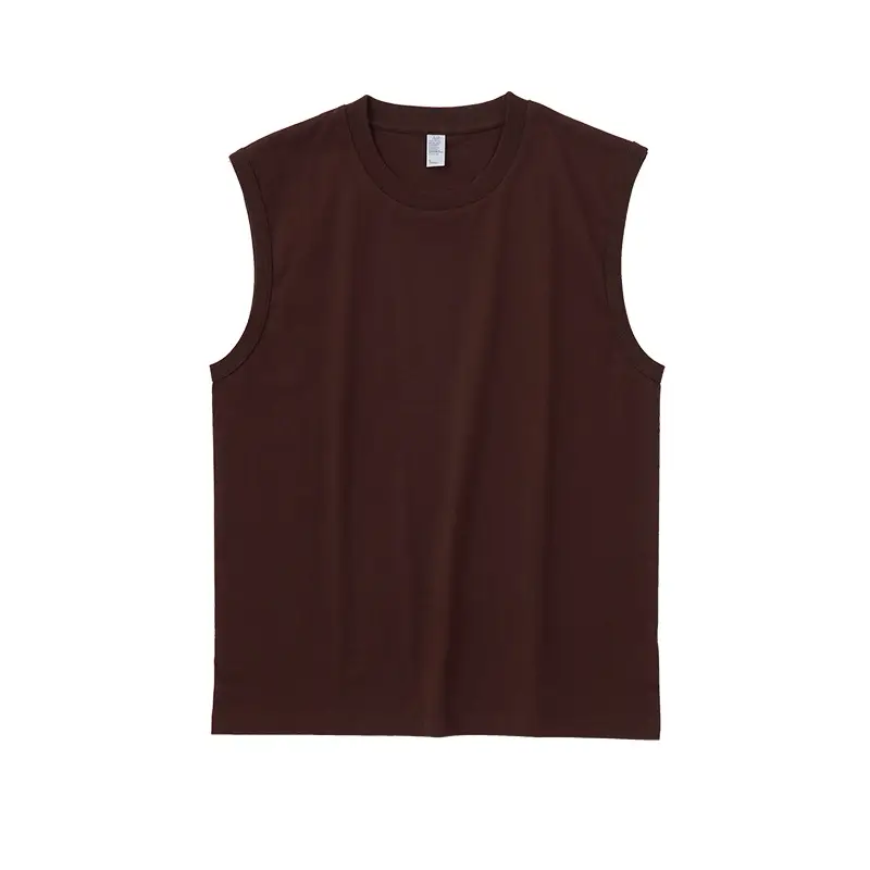 Sleeveless Cotton Vest Brown 250g - Image 3