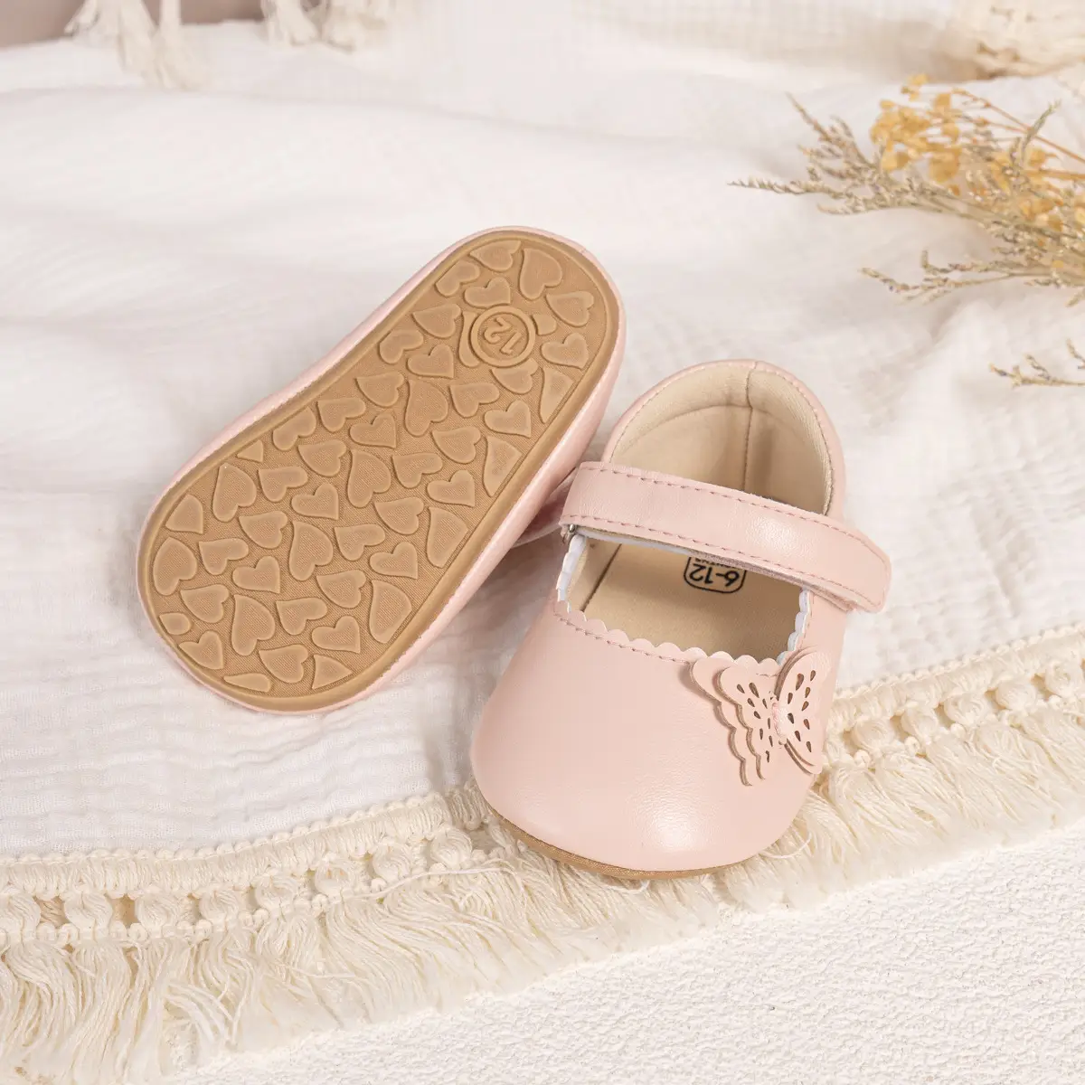 Pink Butterfly Lace Baby Shoes for Toddler Wear