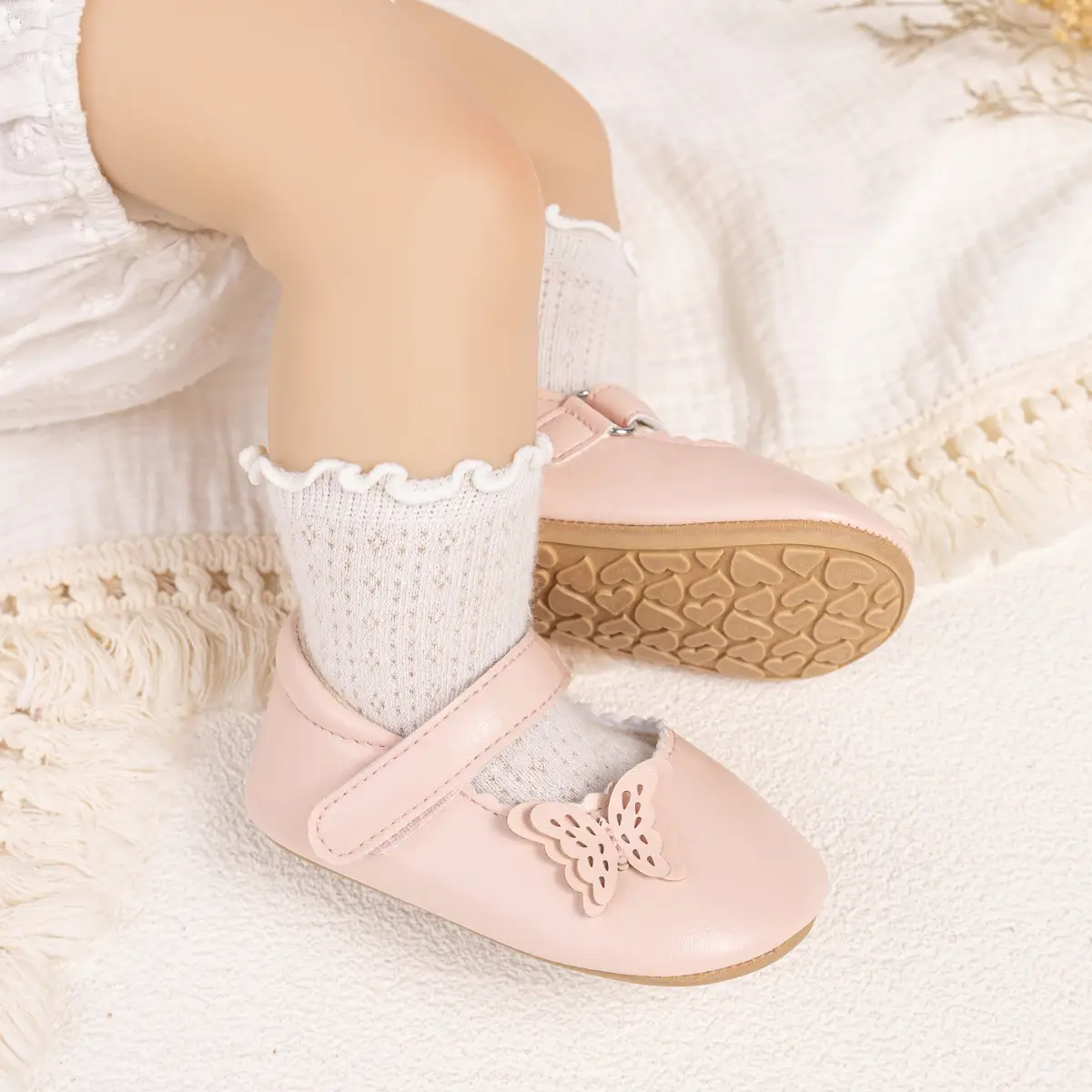 Pink Butterfly Lace Baby Shoes for Toddler Wear — feature 12