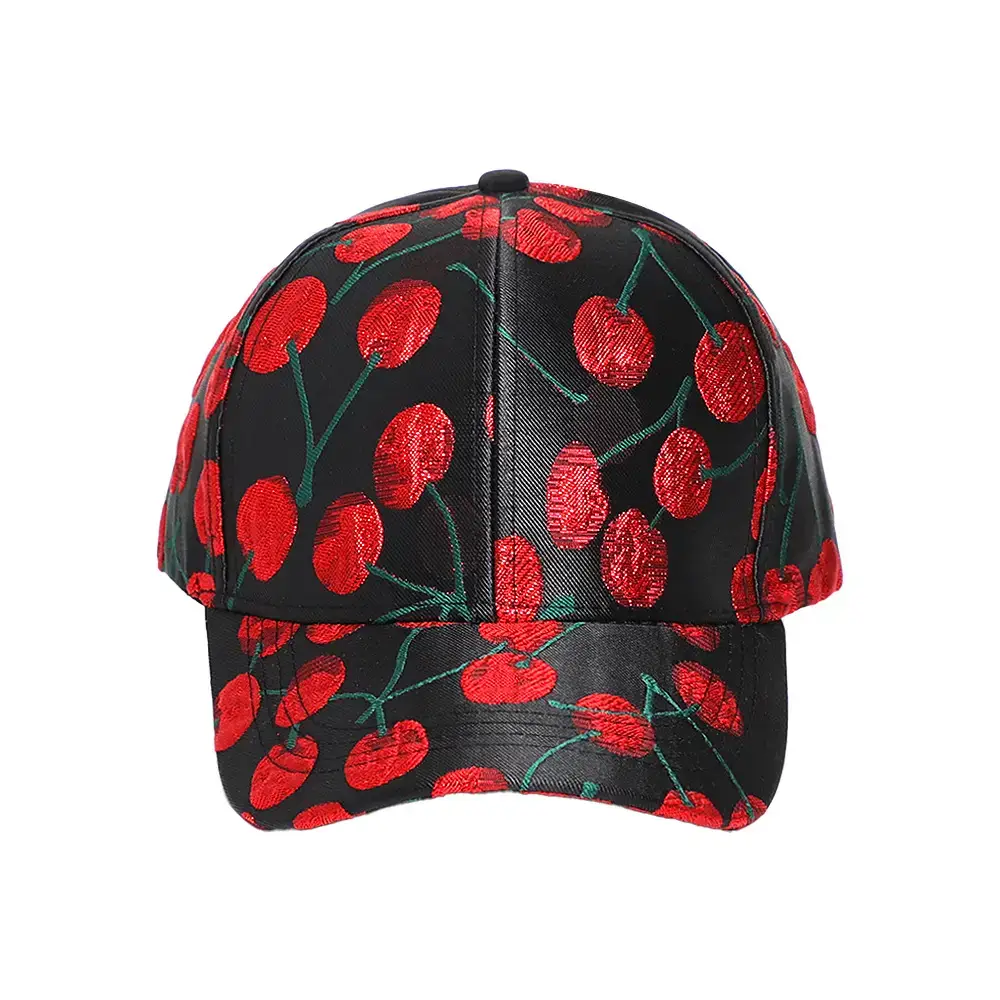Women Cherry Jacquard Baseball Cap Sun Hat 54-58cm - Image 7