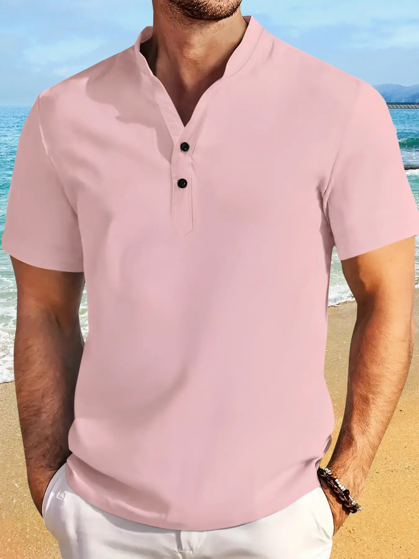 Men's Washed Polo Shirt Cotton Linen 2024 Summer — feature 6