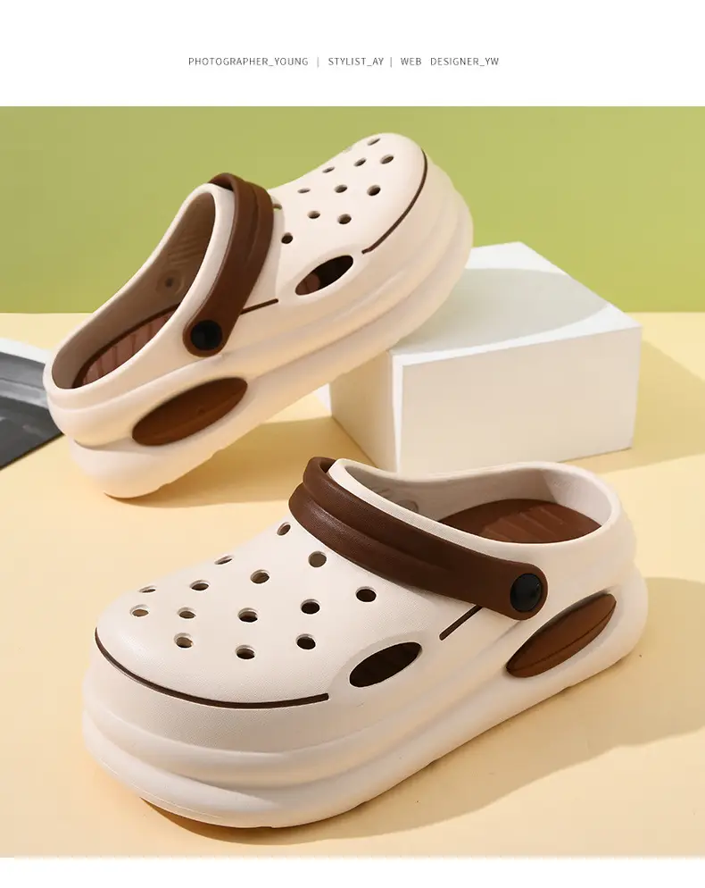 Hole shoes men's summer wear deodorant non-slip Baotou sandals and slippers soft bottom excrement beach shoes a generation of hair — feature 12