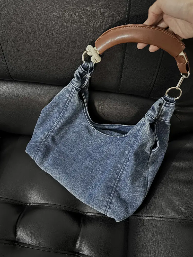 Women Denim Tote Bag 2026 Spring Summer Casual Commuter - Image 5