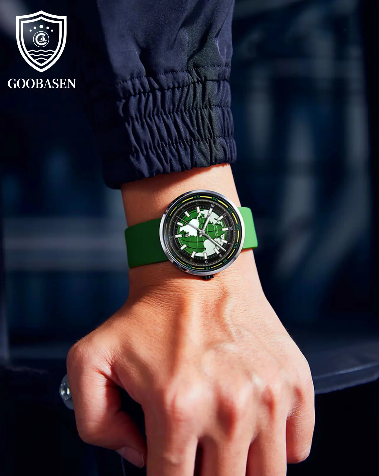 Guberson Earth Men's Green Luminous Quartz Watch — feature 9