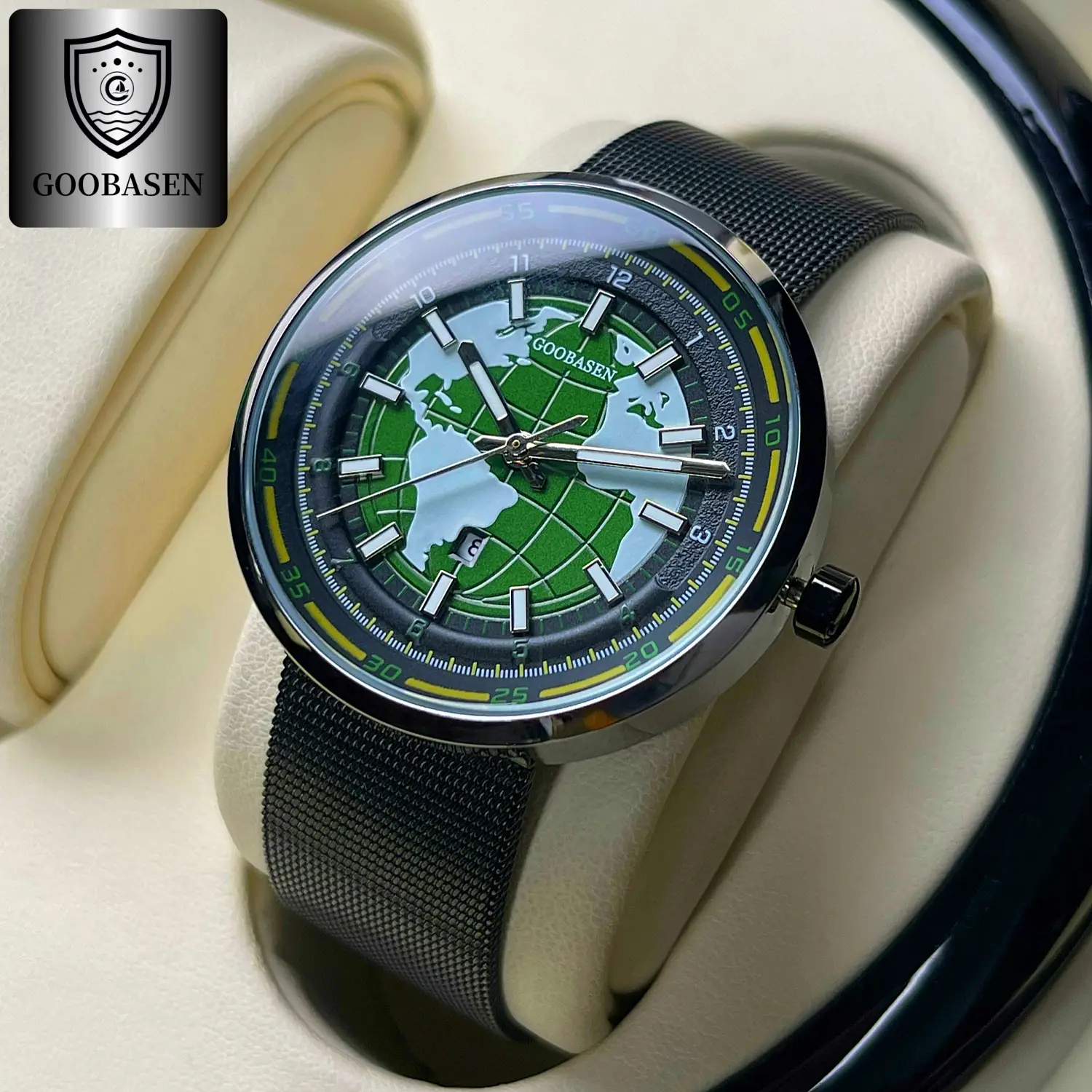 Guberson Earth Men's Green Luminous Quartz Watch - Image 3