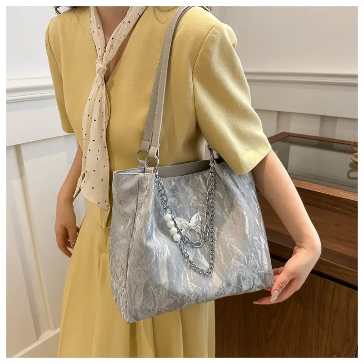 Women's Light Blue Western Style Large Tote Bag