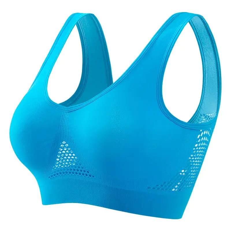 Women's Blue Push Up Yoga Vest with Cushion - Image 8