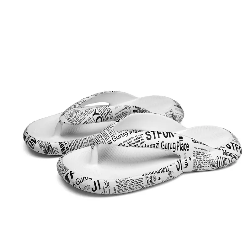 2025 Men Blue Printed Flip Flops Summer Sandals