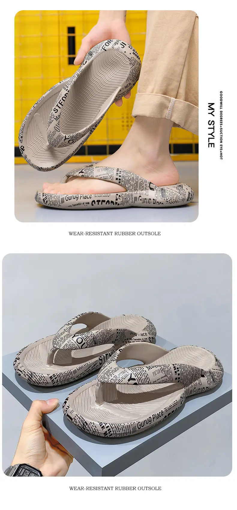 2025 Men Blue Printed Flip Flops Summer Sandals — feature 13