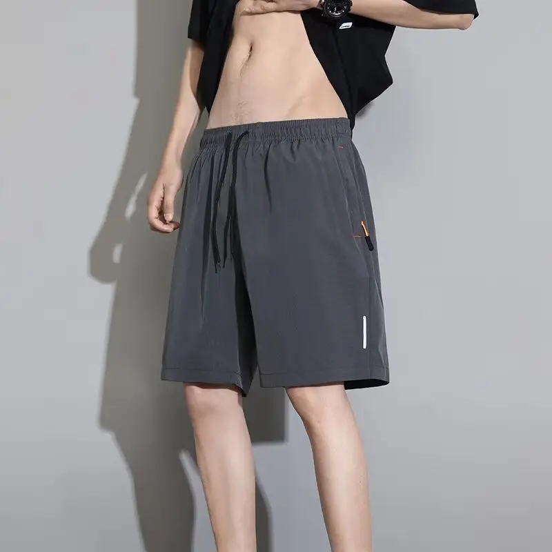 Men Black Ice Silk Shorts Plus Size Running Sports Loose Casual Pajama Pants - Image 2