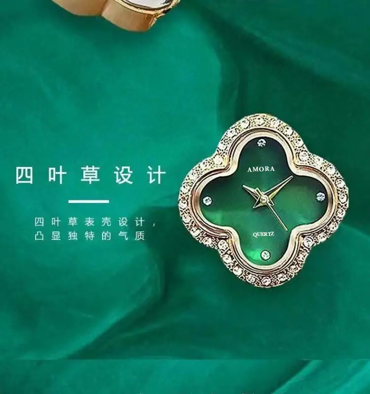 Green Gemstone Four-Leaf Clover Bracelet for Women — feature 8