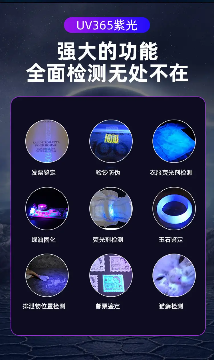 Violet UV Flashlight for Anti-Counterfeiting Detection β feature 8
