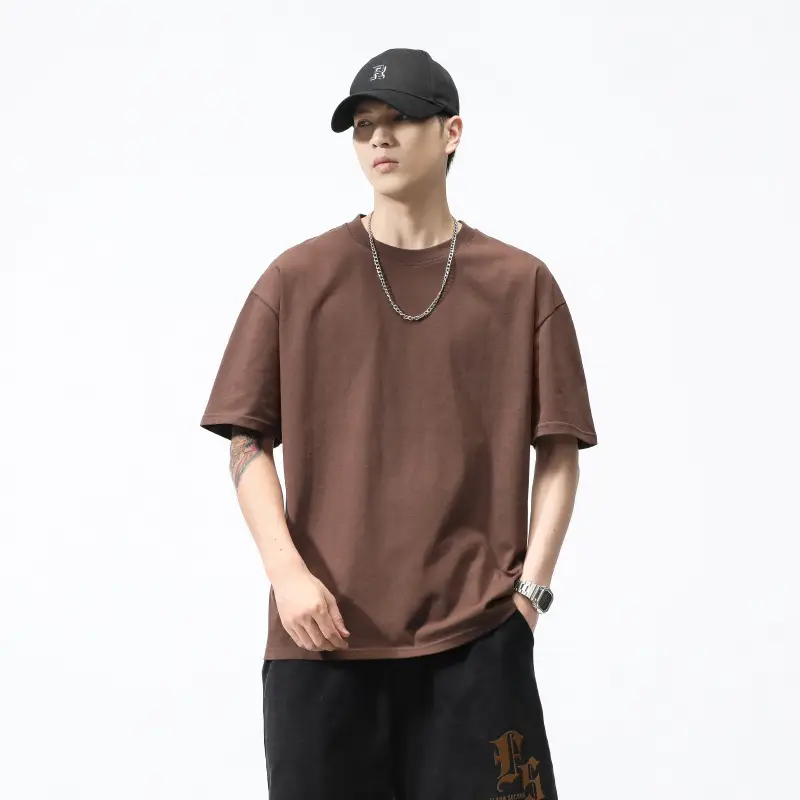 Plus Size Men's White Heavy Crewneck T-Shirt 260G - Image 6