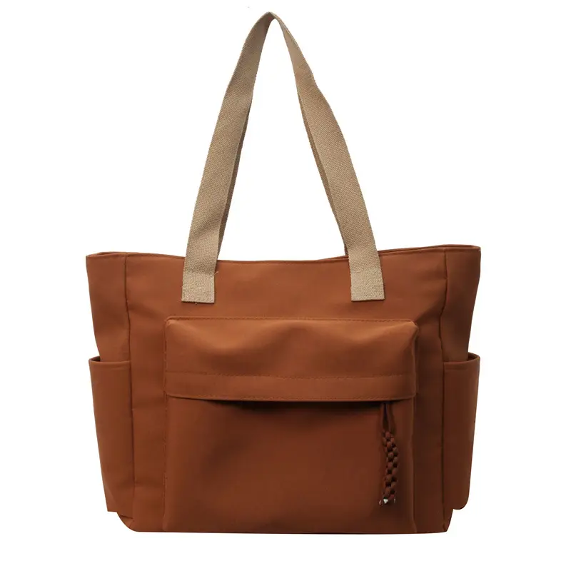 Women Large Capacity Tan Canvas Shoulder Bag 2026 - Image 9