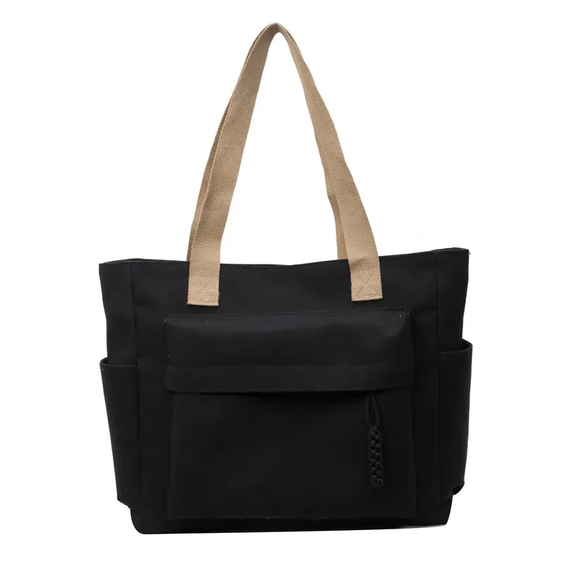 Women Large Capacity Tan Canvas Shoulder Bag 2026 - Image 2