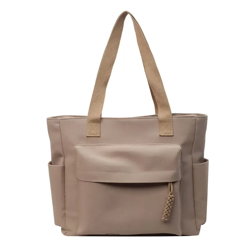 Women Large Capacity Tan Canvas Shoulder Bag 2026 - Image 3