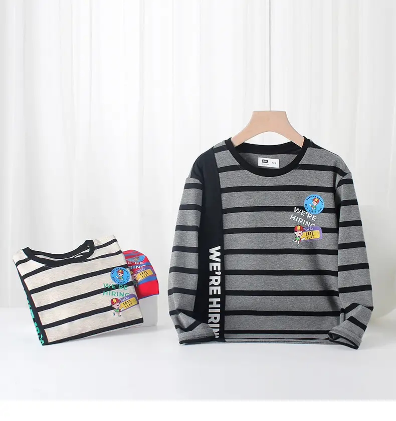 Children's Striped Long Sleeve T-Shirt Medium Large — feature 33
