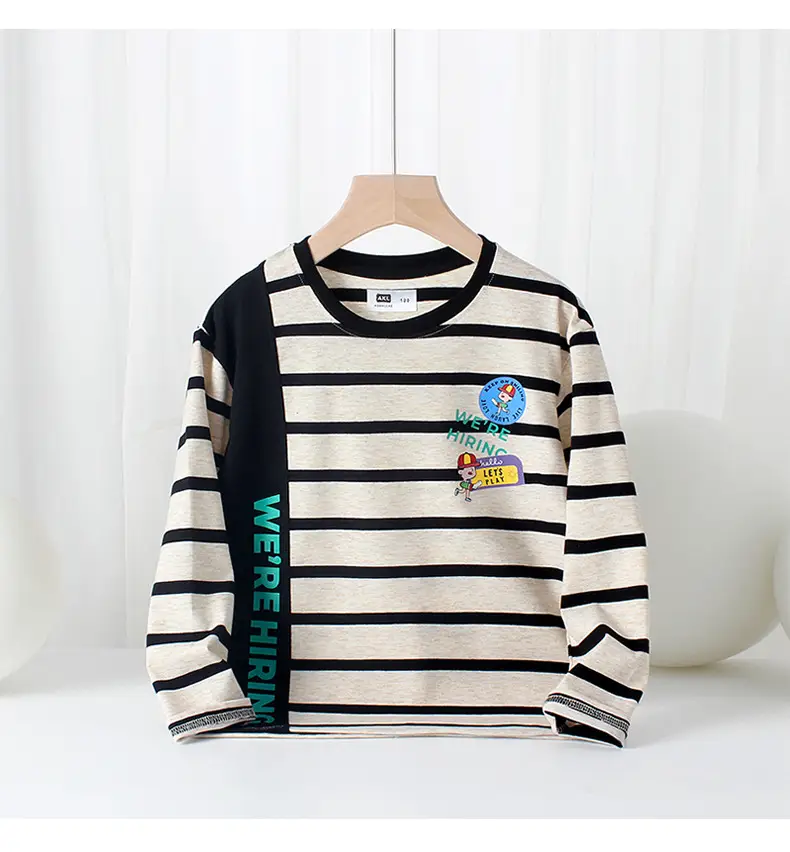 Children's Striped Long Sleeve T-Shirt Medium Large — feature 38