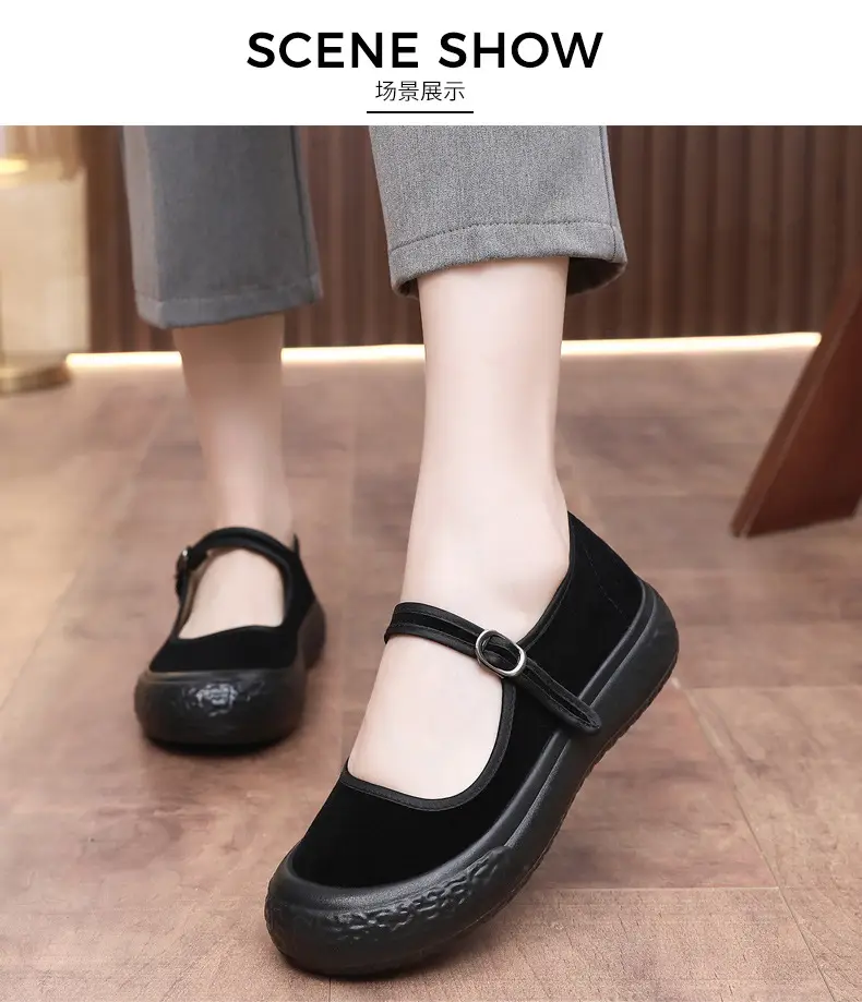 Old Beijing Cloth Shoes Women's Thick-Soled Work Shoes Lightweight Soft-Soled Work Black Cloth Shoes Hotel Etiquette Dance Shoes Mother's Shoes — feature 13