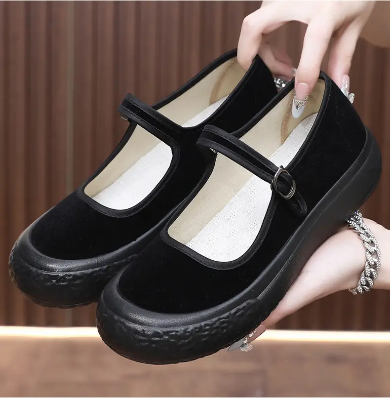 Old Beijing Cloth Shoes Women's Thick-Soled Work Shoes Lightweight Soft-Soled Work Black Cloth Shoes Hotel Etiquette Dance Shoes Mother's Shoes — feature 14