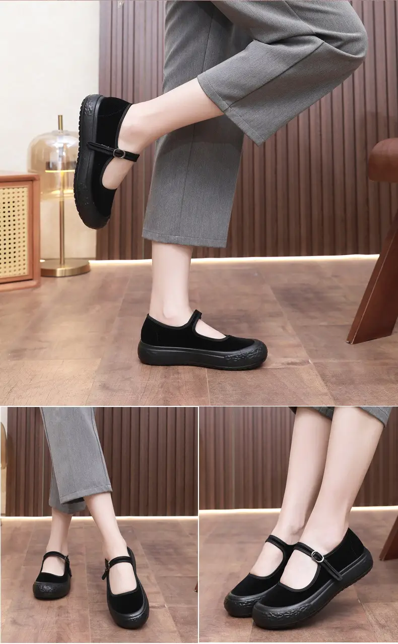 Old Beijing Cloth Shoes Women's Thick-Soled Work Shoes Lightweight Soft-Soled Work Black Cloth Shoes Hotel Etiquette Dance Shoes Mother's Shoes — feature 16