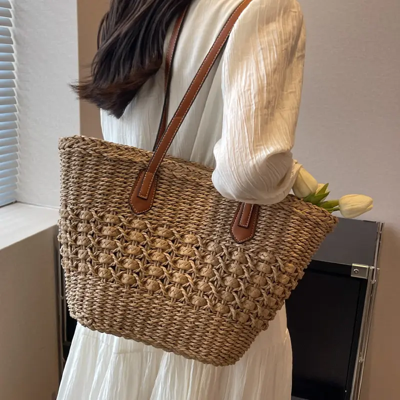 Women Woven Straw Bag Large Capacity Summer Beach Tote