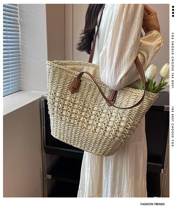 Women Woven Straw Bag Large Capacity Summer Beach Tote — feature 1