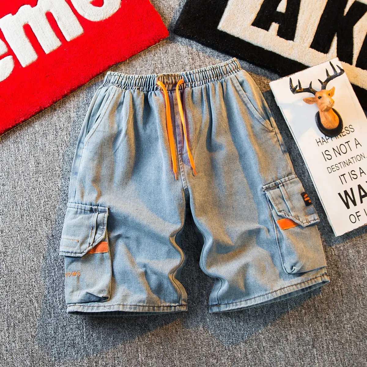 Japanese Style Denim Shorts for Men Casual 5-Piece — feature 1