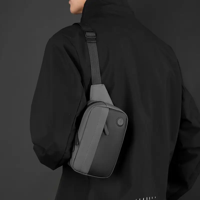 Men's Crossbody Bag Contrasting Color Outdoor Casual High-End Waist Bag - Image 7