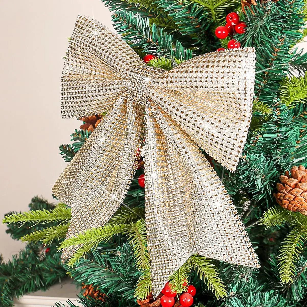 Silver Sparkly Bow Pendant for Christmas Tree Decoration - Image 7