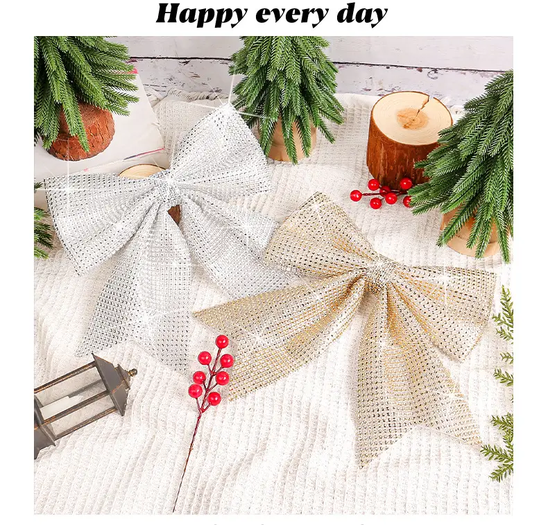 Silver Sparkly Bow Pendant for Christmas Tree Decoration — feature 3