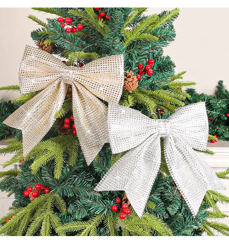 Silver Sparkly Bow Pendant for Christmas Tree Decoration — feature 8