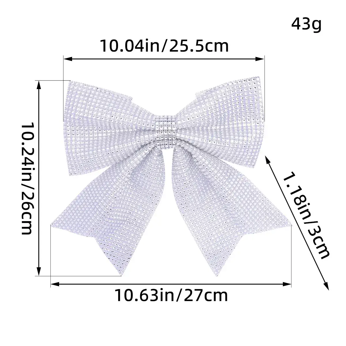 Silver Sparkly Bow Pendant for Christmas Tree Decoration - Image 2