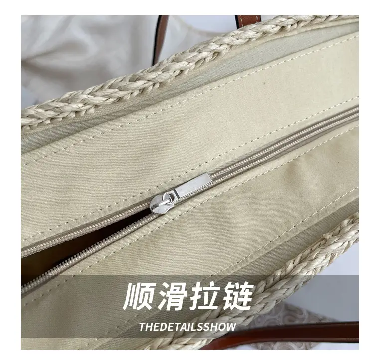 Large Capacity French Style Straw Shoulder Bag for Women — feature 13