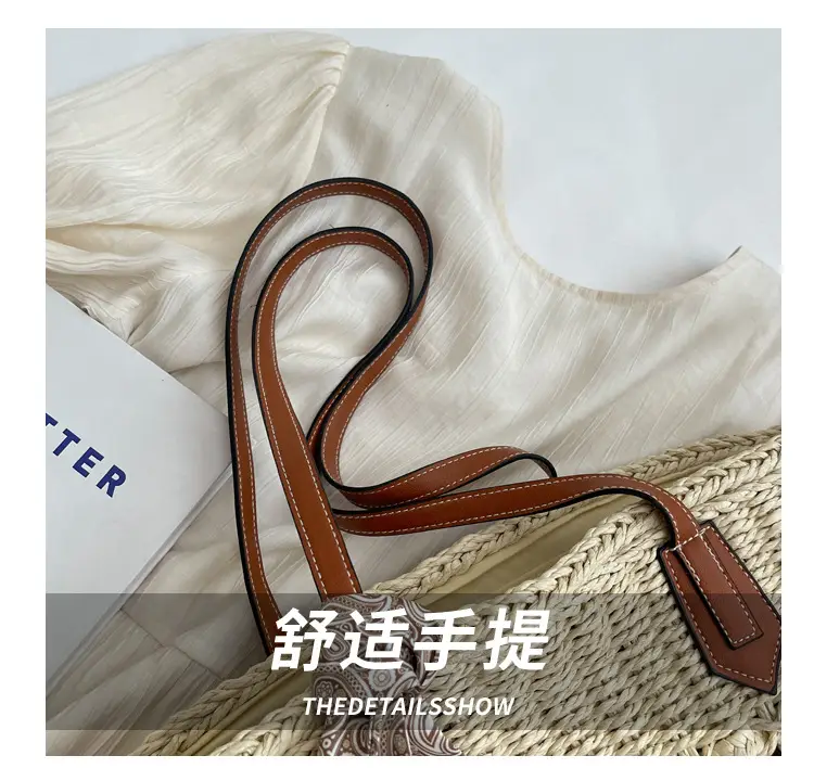 Large Capacity French Style Straw Shoulder Bag for Women — feature 14