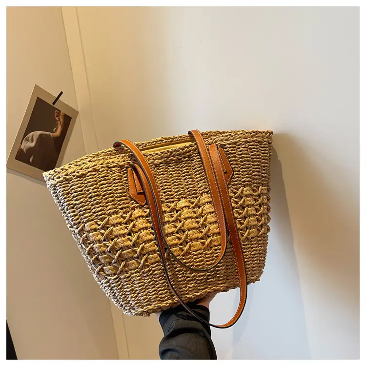 Large Capacity French Style Straw Shoulder Bag for Women — feature 18