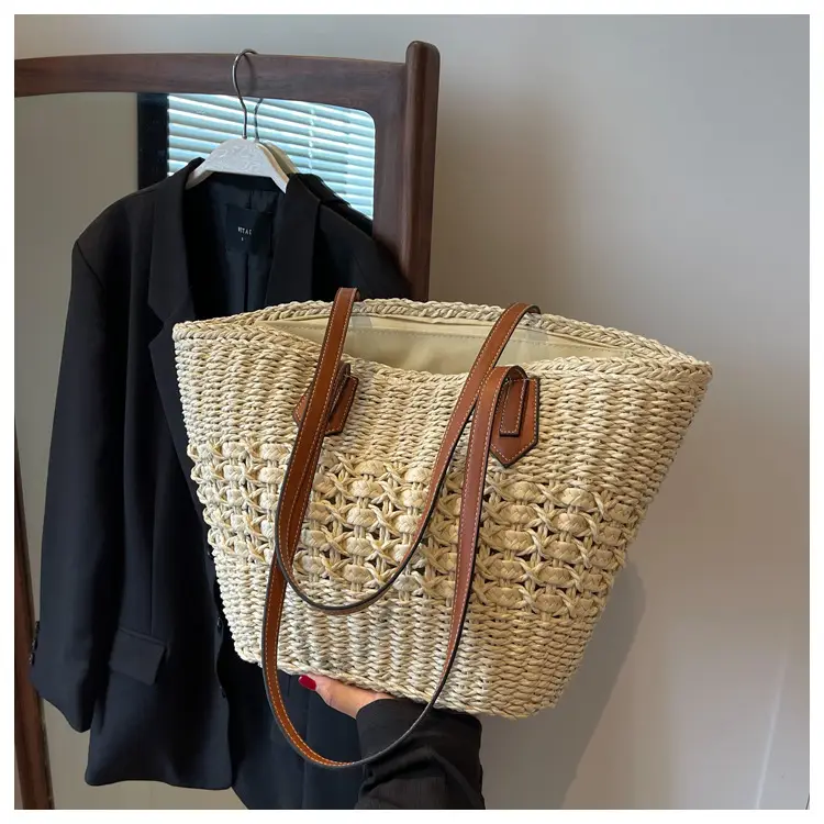 Large Capacity French Style Straw Shoulder Bag for Women — feature 20