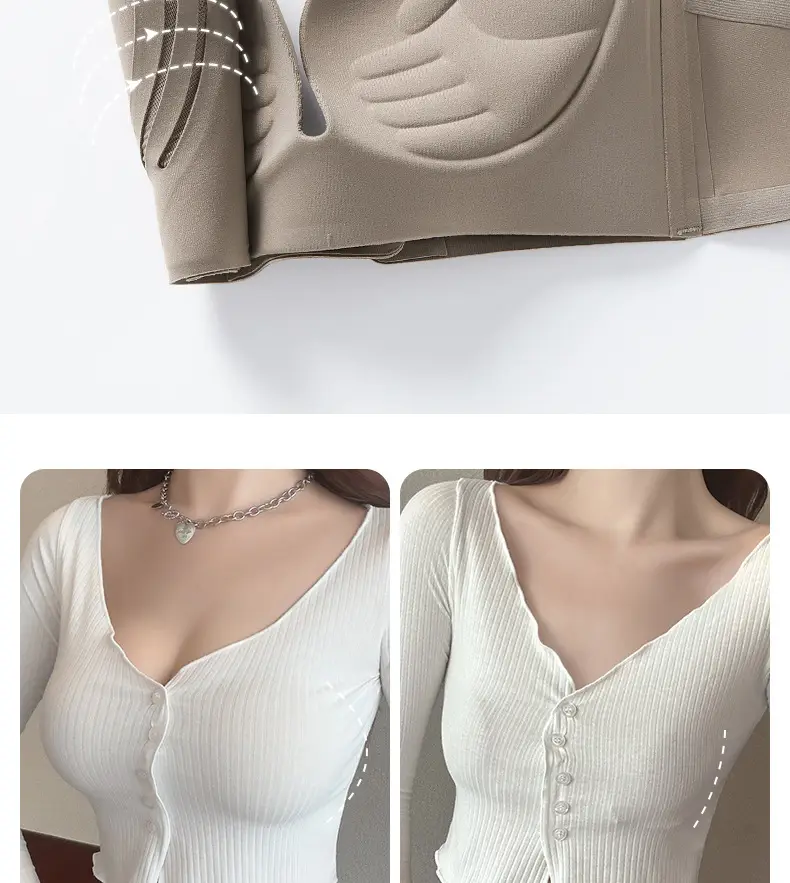 Women's Red Push Up Bra No Steel Ring Summer Thin — feature 10