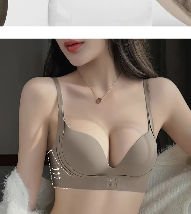 Women's Red Push Up Bra No Steel Ring Summer Thin — feature 15
